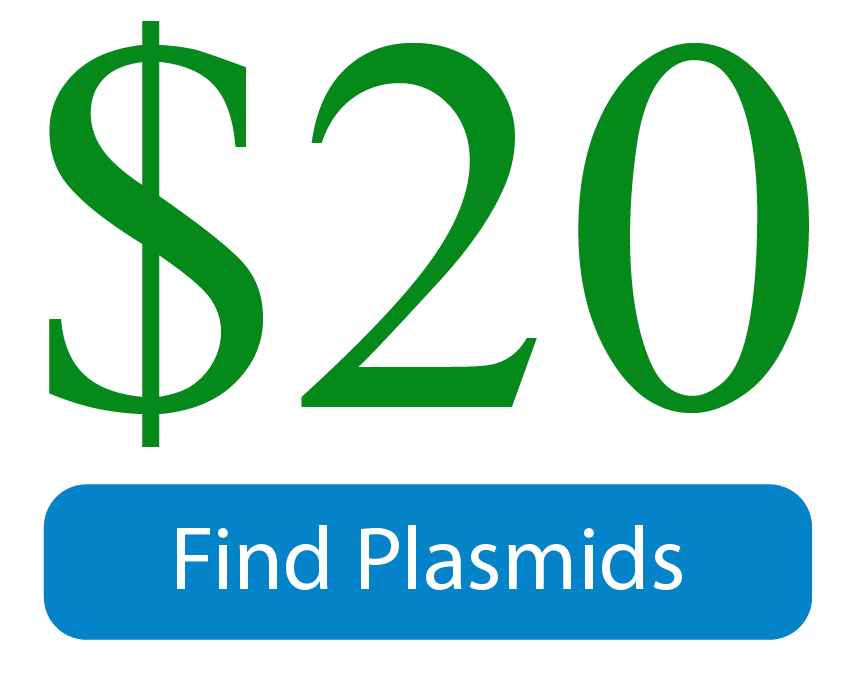 Text saying "$20 find plasmids"