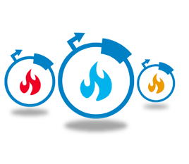 Hot Plasmids Icon with Red, Blue, and Yellow Flame